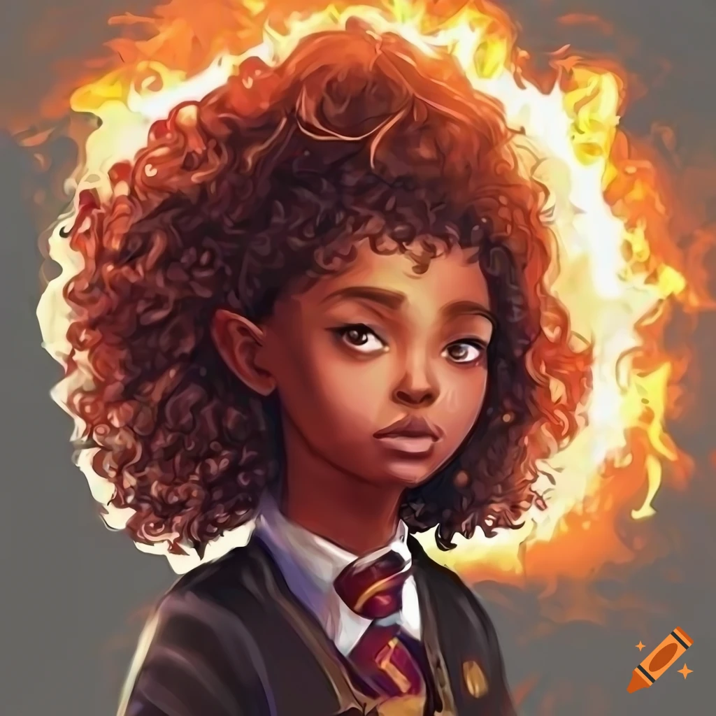 Digital Art Of A Black Schoolgirl As A Fire Mage On Craiyon