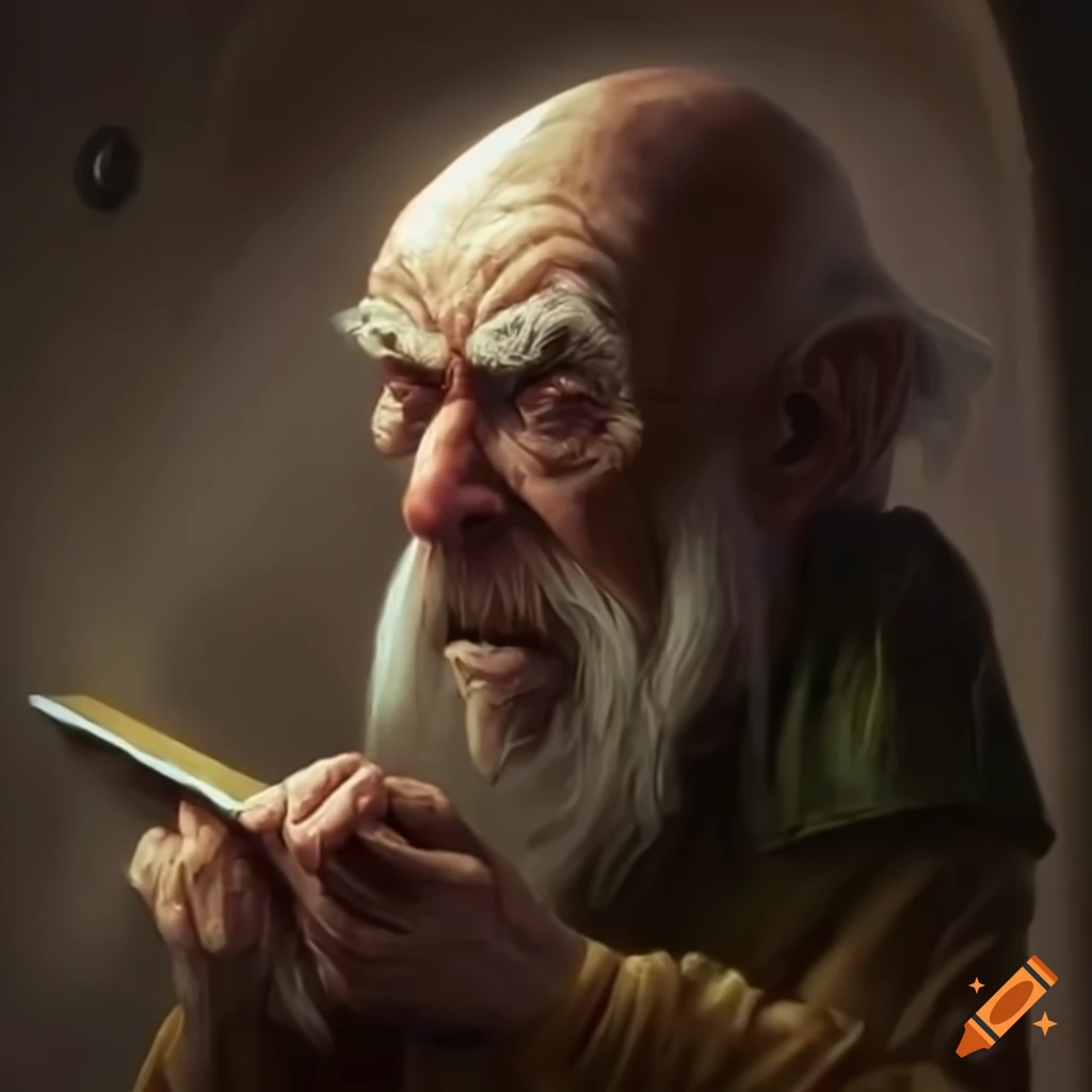 image of an elderly wizard in a library