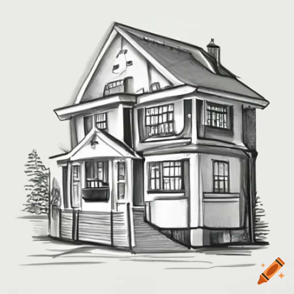 Sketch house drawing architecture. AI | Premium Photo Illustration -  rawpixel