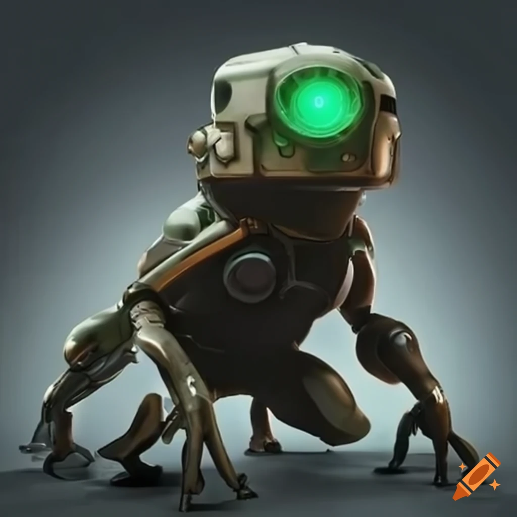 futuristic robotic frog with futuristic weapon