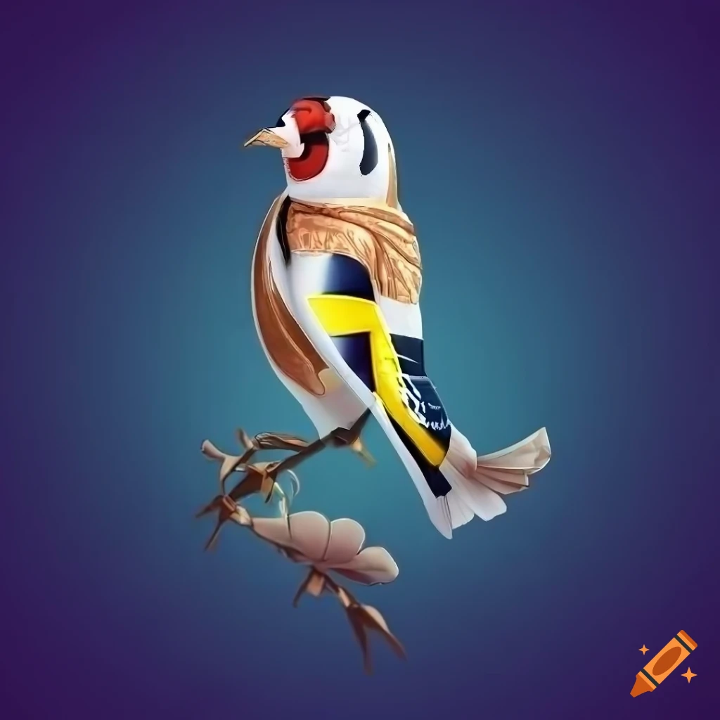 intricate illustration of a European goldfinch bird
