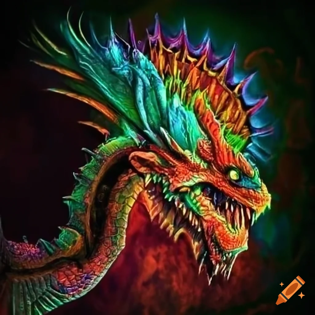 Dragon by m.c. escher with colorful design on Craiyon