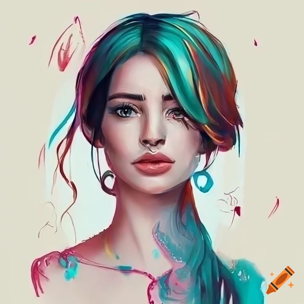 Colorful caricature portrait with a sea background