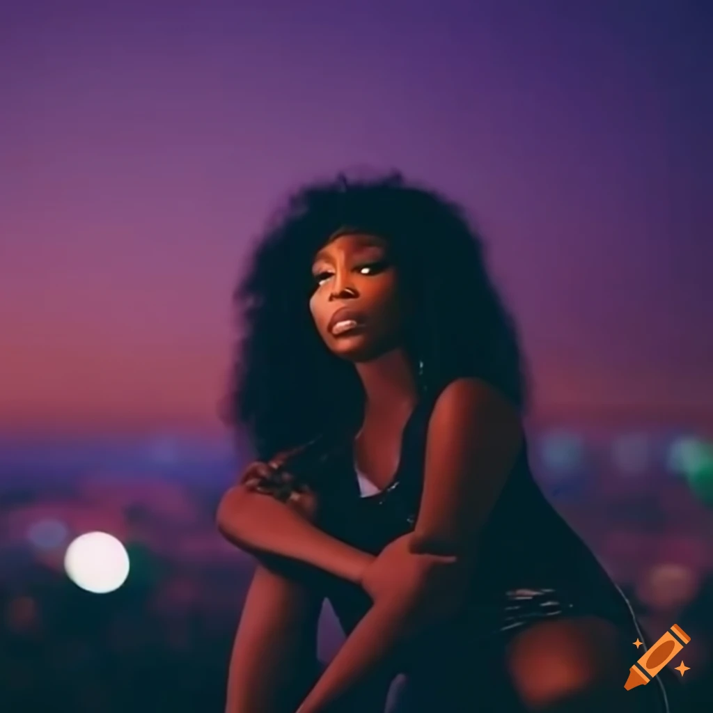 nighttime view of SZA overlooking Los Angeles