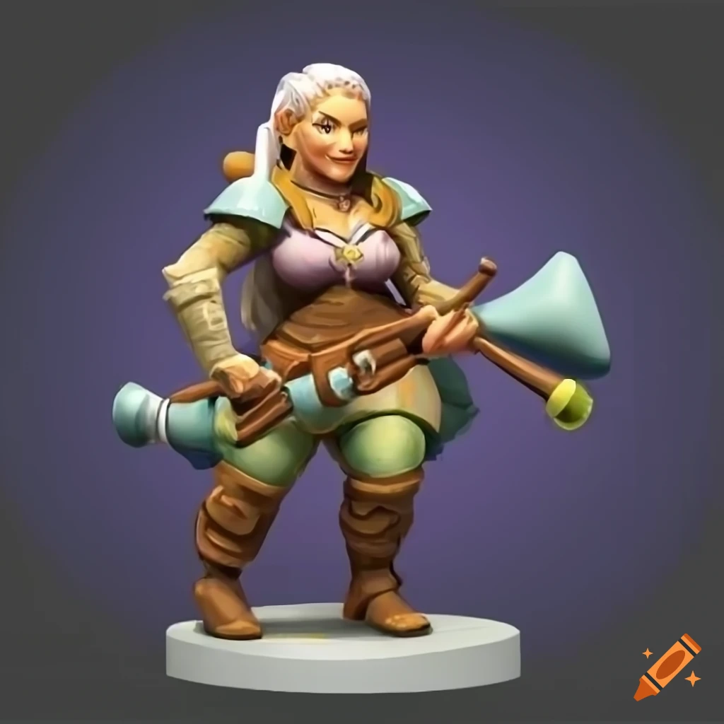 illustration of a female dwarf playing bagpipes