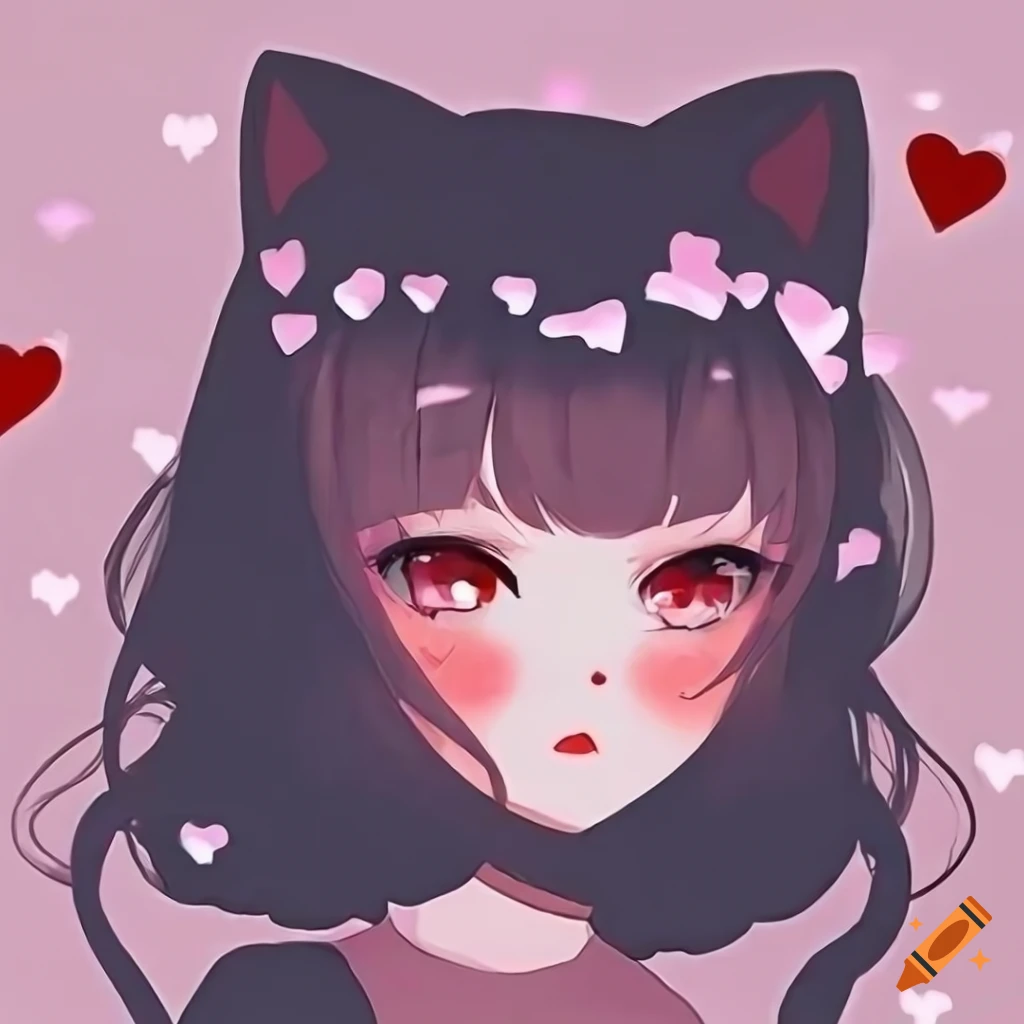 Cute aesthetic anime profile picture with a catgirl, anime profile