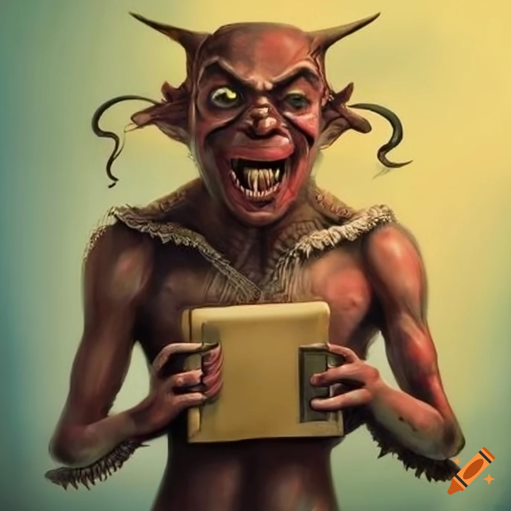 satirical artwork of a devil with a briefcase