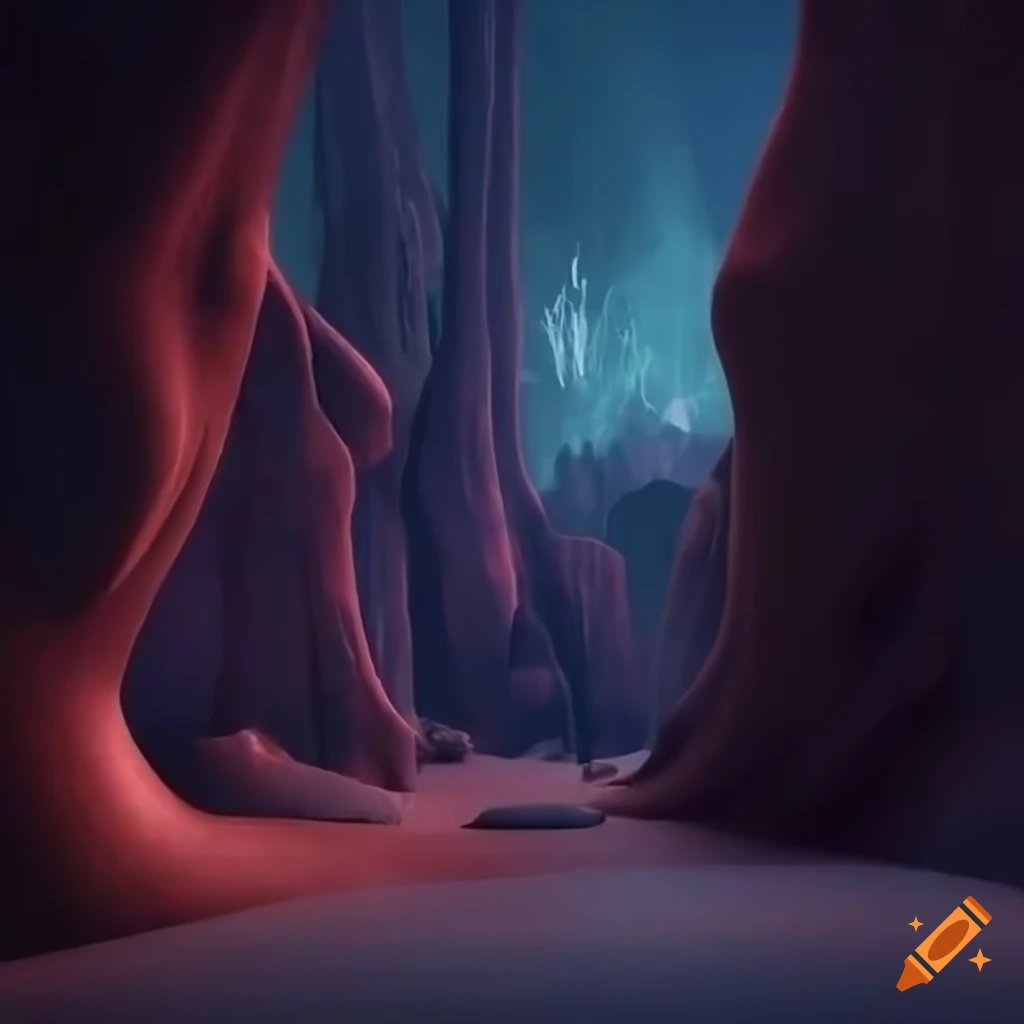 cozy cave scene during a rainstorm