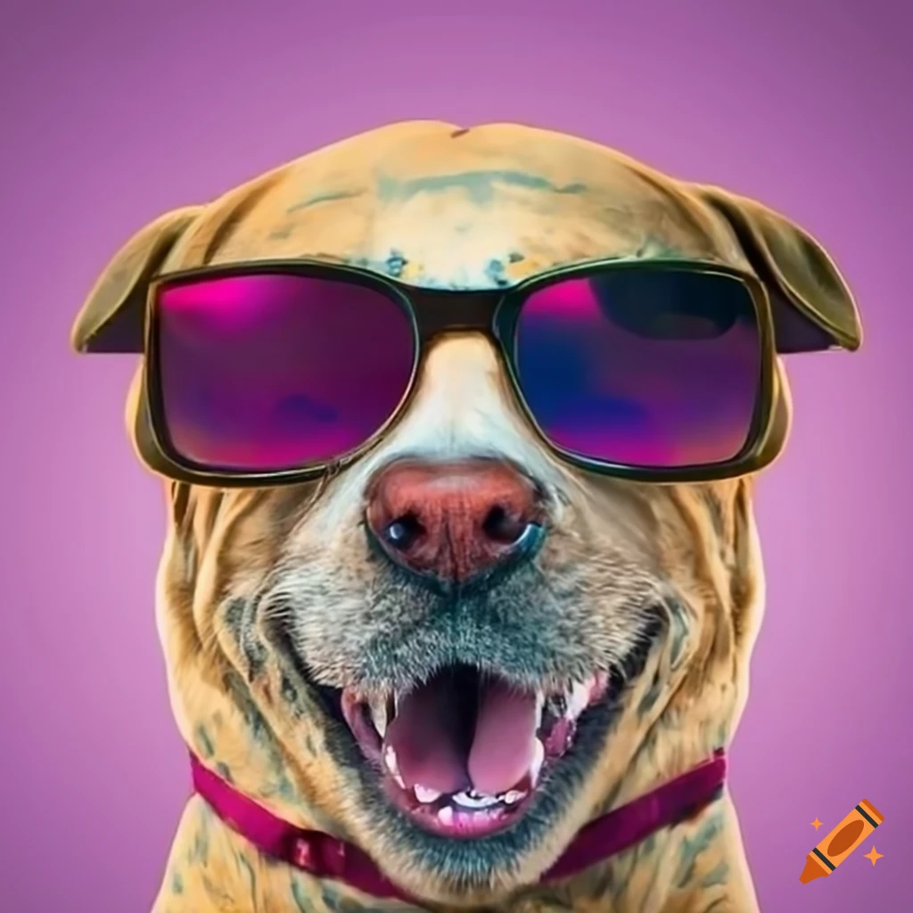 Smiling dog wearing sunglasses on Craiyon