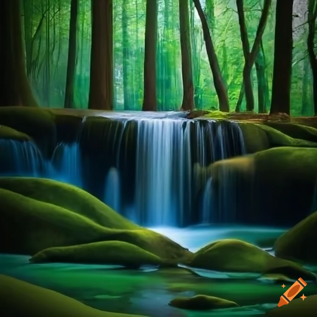 Abstract waterfall in the woods