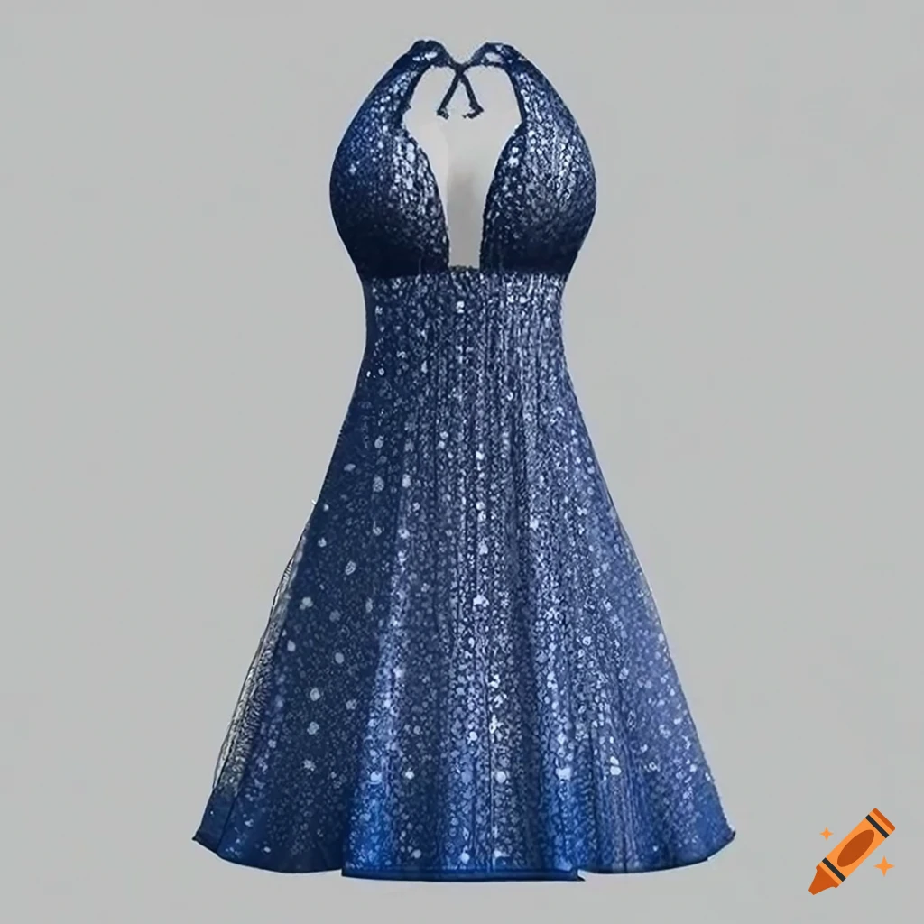 Blue chiffon halter babydoll dress with a figureflattering waist on Craiyon