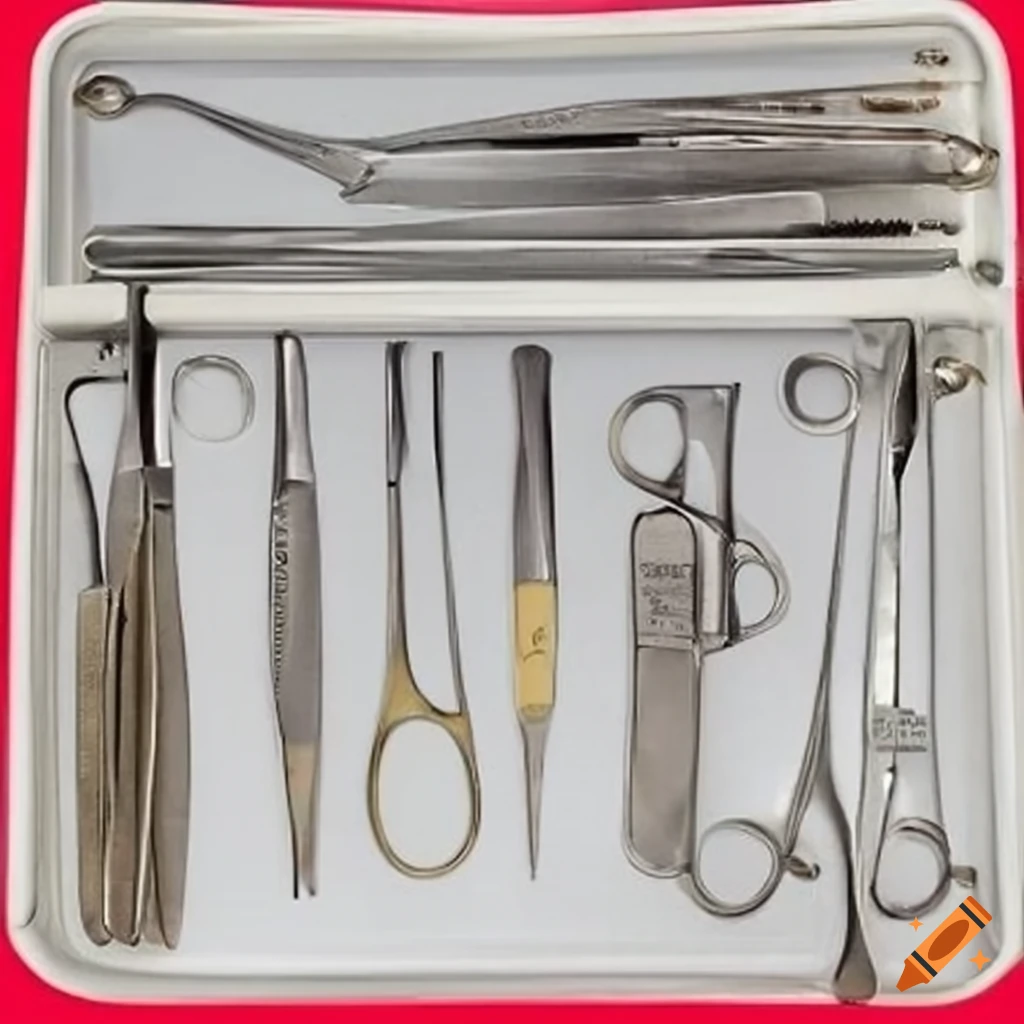 surgical instruments on a tray