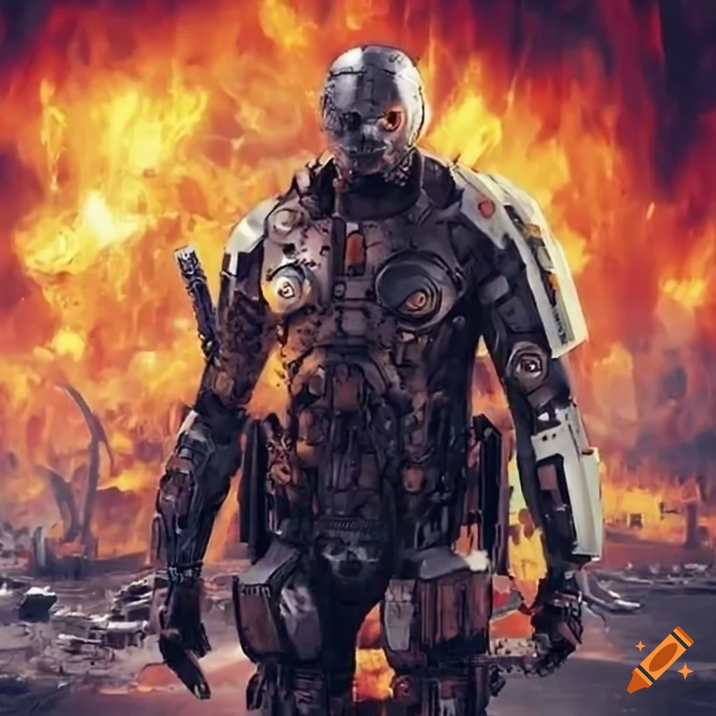 cyborg in a post-apocalyptic scene