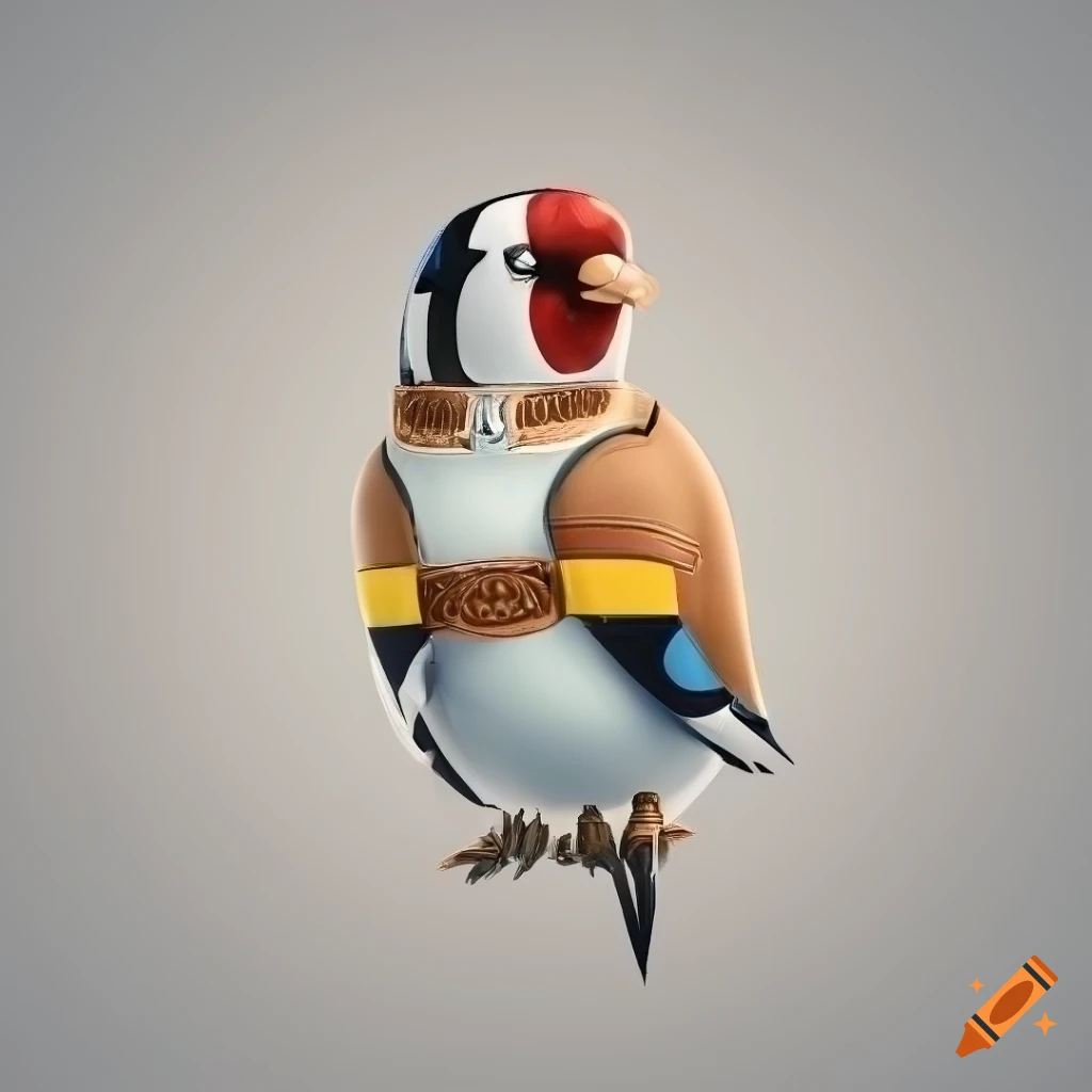 illustration of a European goldfinch bird in intricate details