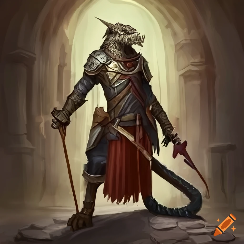 illustration of a majestic dragonborn cleric