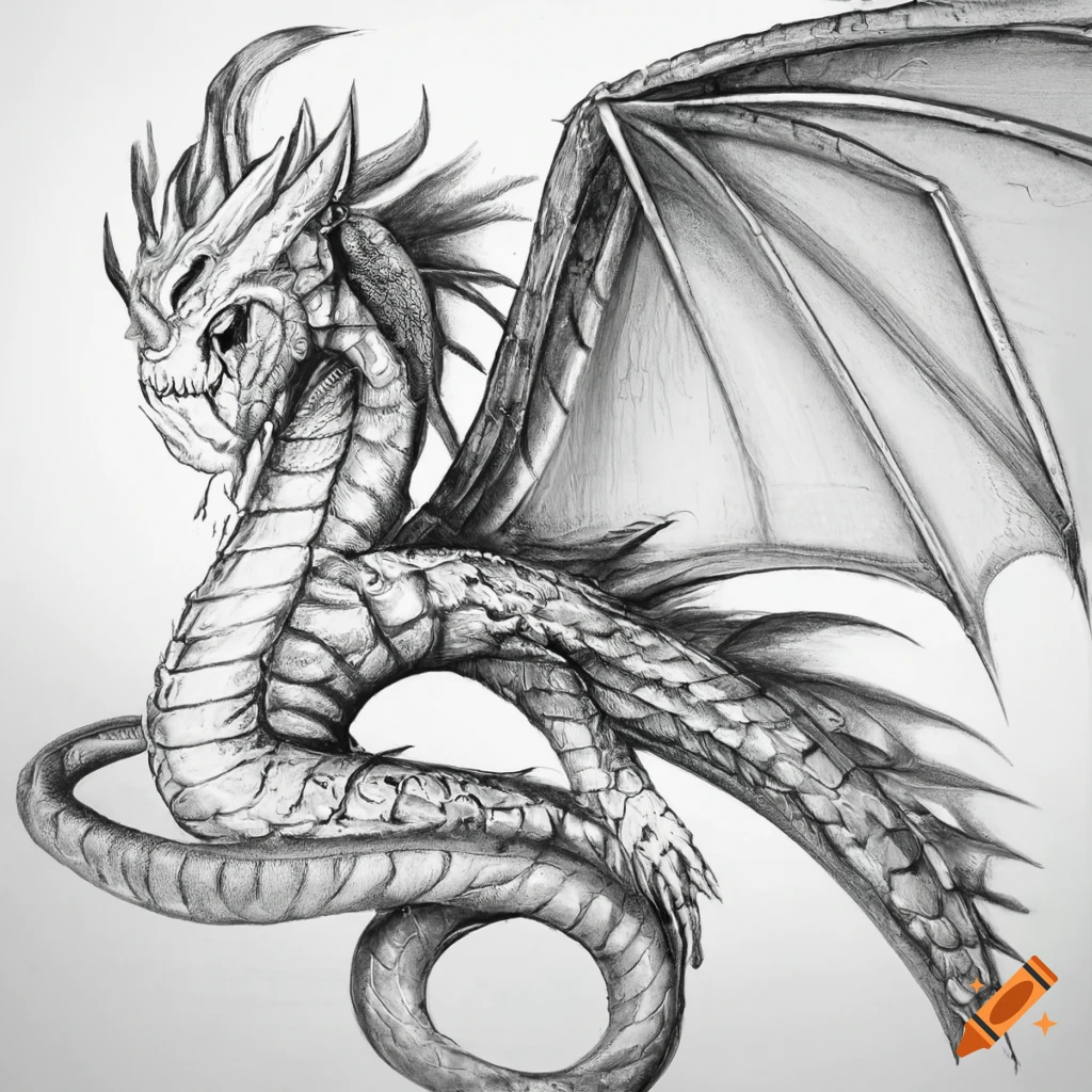 Simple dragon sketch designed for decorative corner accents