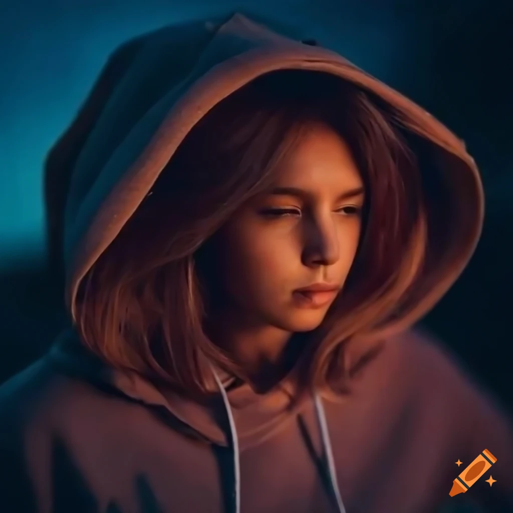  Woman with wavy hair wearing a trendy cropped hoodie