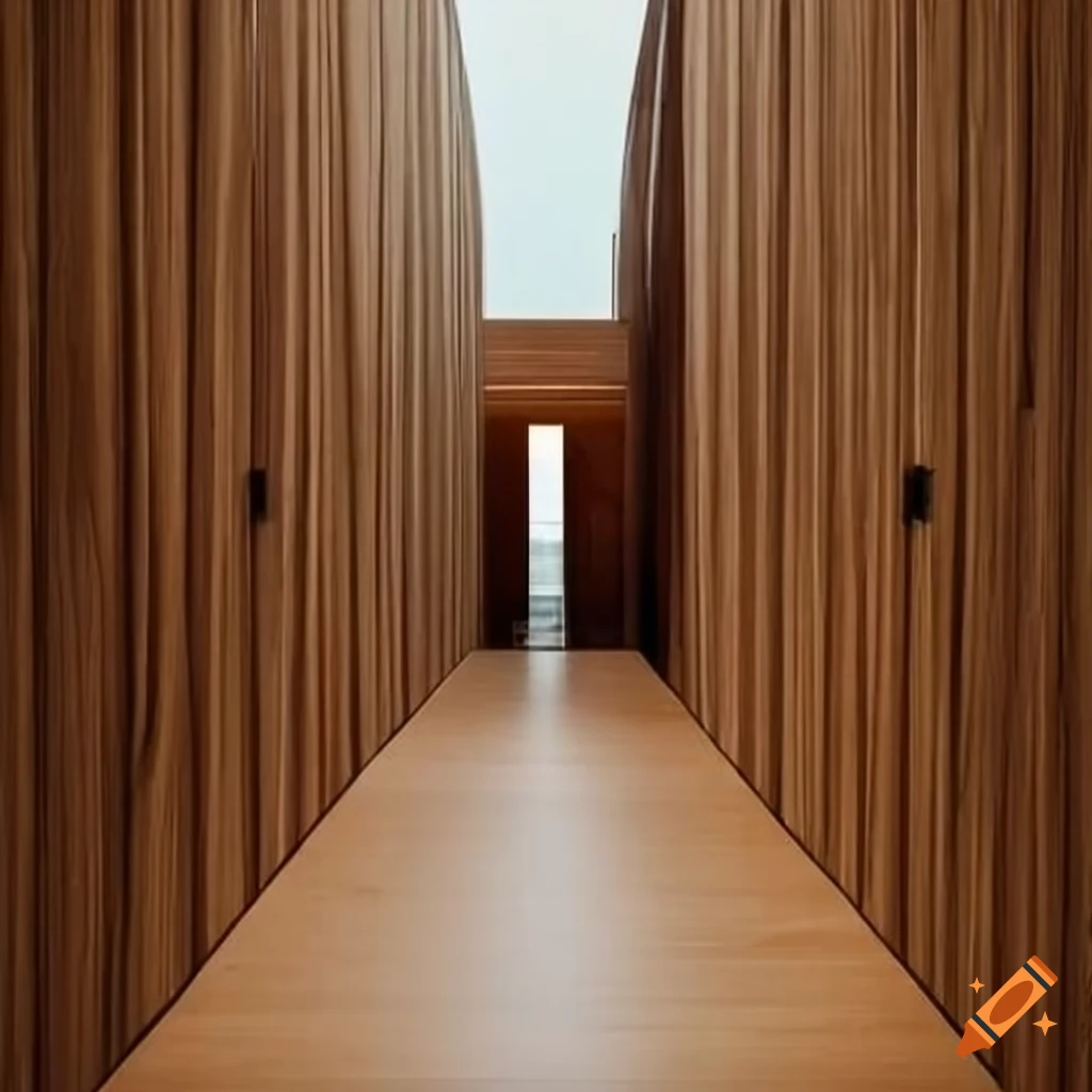 interior of a natural and wooden contemporary art museum