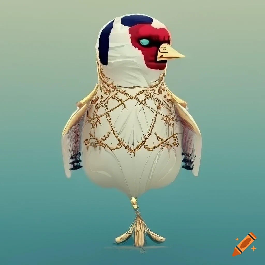illustration of a European goldfinch bird in intricate details