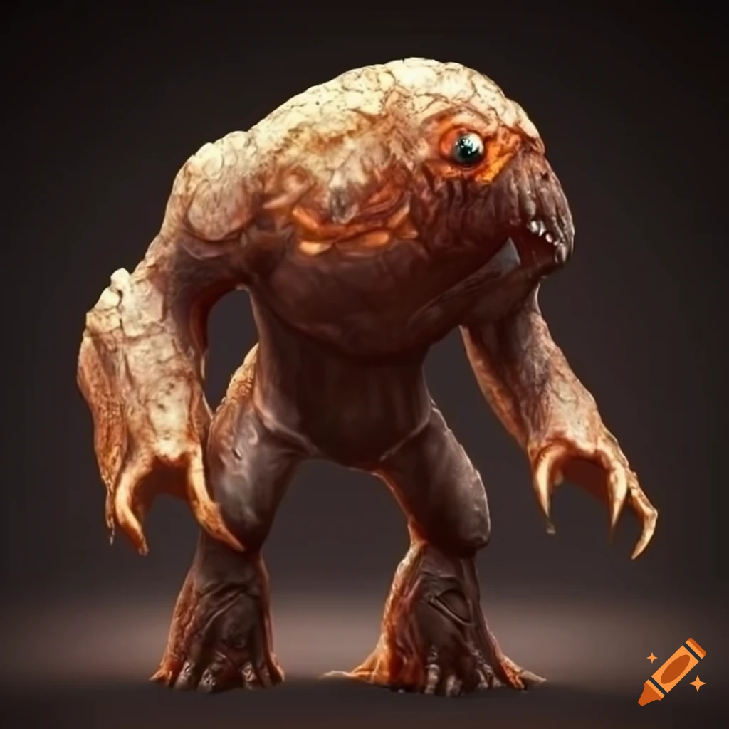 image of an earth elemental with a gray-brown rock carapace and glowing eye