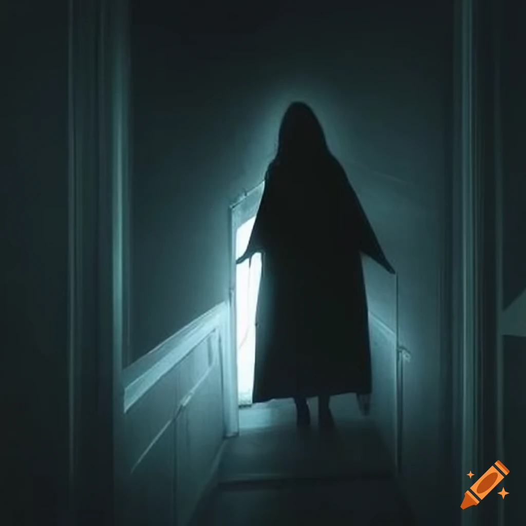 person walking in a dark attic