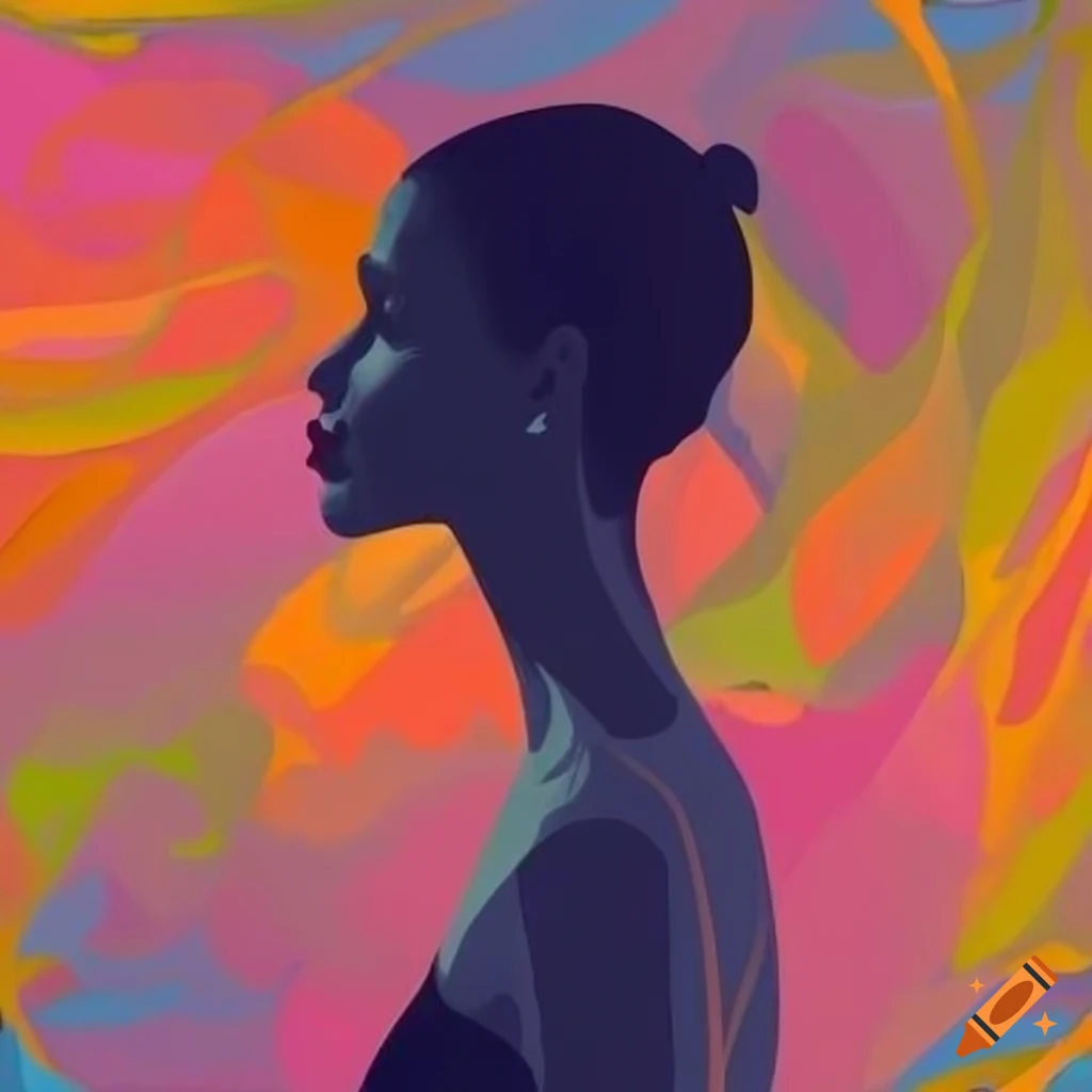 Abstract silhouette of a woman on Craiyon