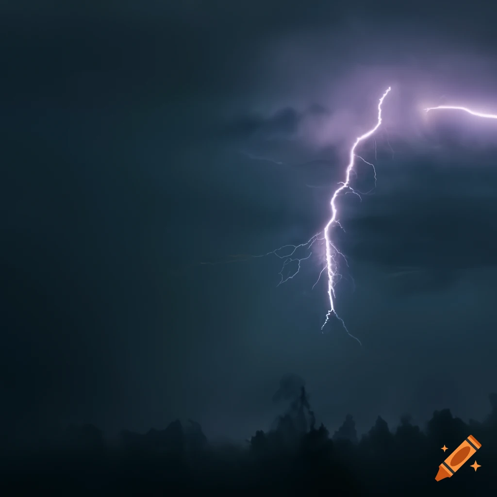 dark and stormy forest with lightning