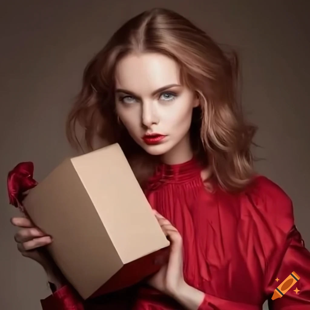 Attractive russian woman holding a package