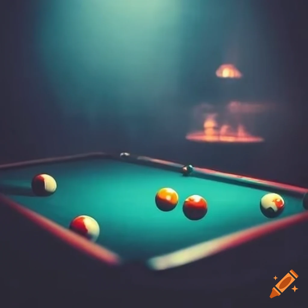 moody image of a game of billiards in a smoky bar