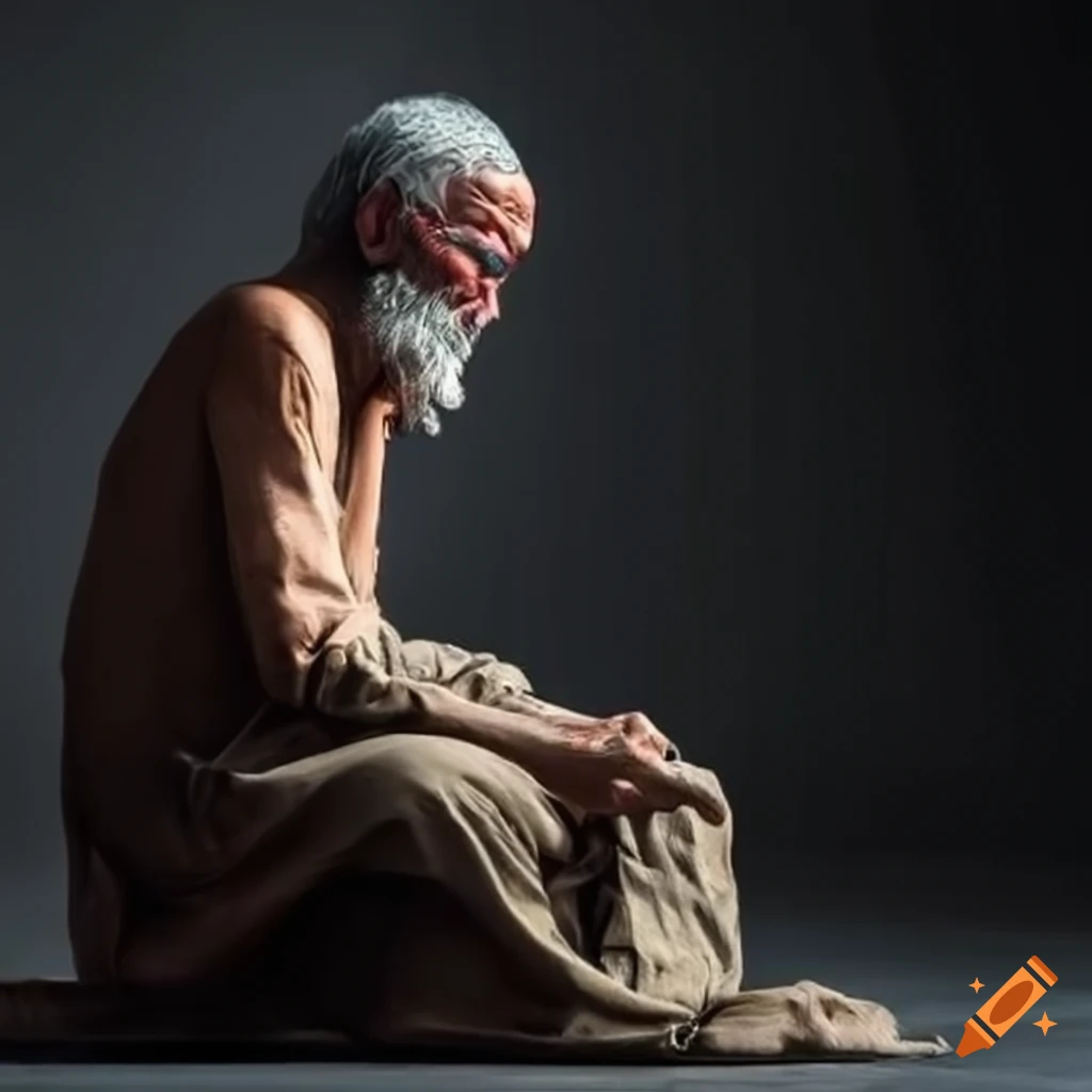 image of a blind beggar on the street