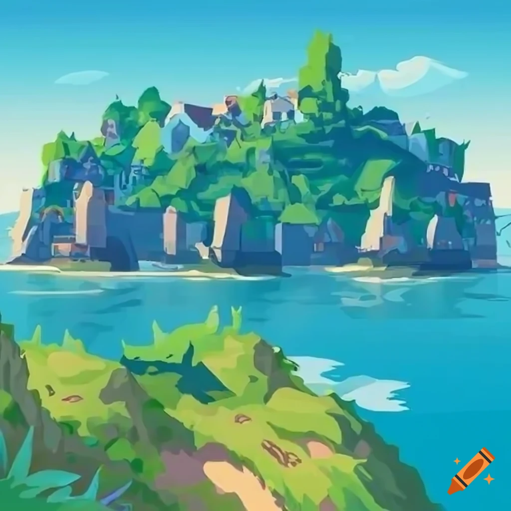 fantasy coastal town inspired by Battle Breakers
