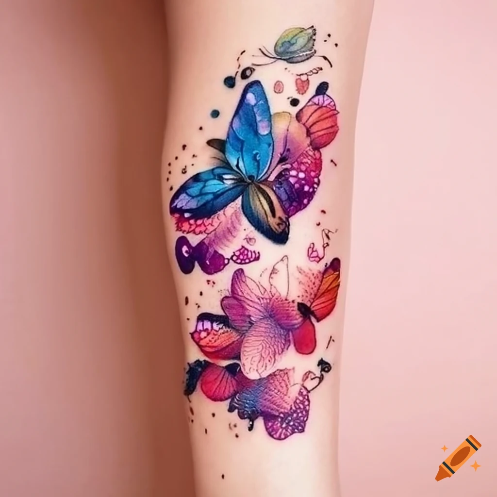 9 Kinds Big Flower Arm Tattoo Stickers Floral Butterfly - Temu