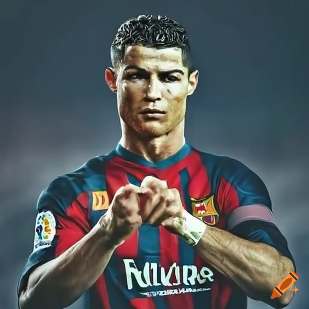 Ronaldo wearing a messi kit