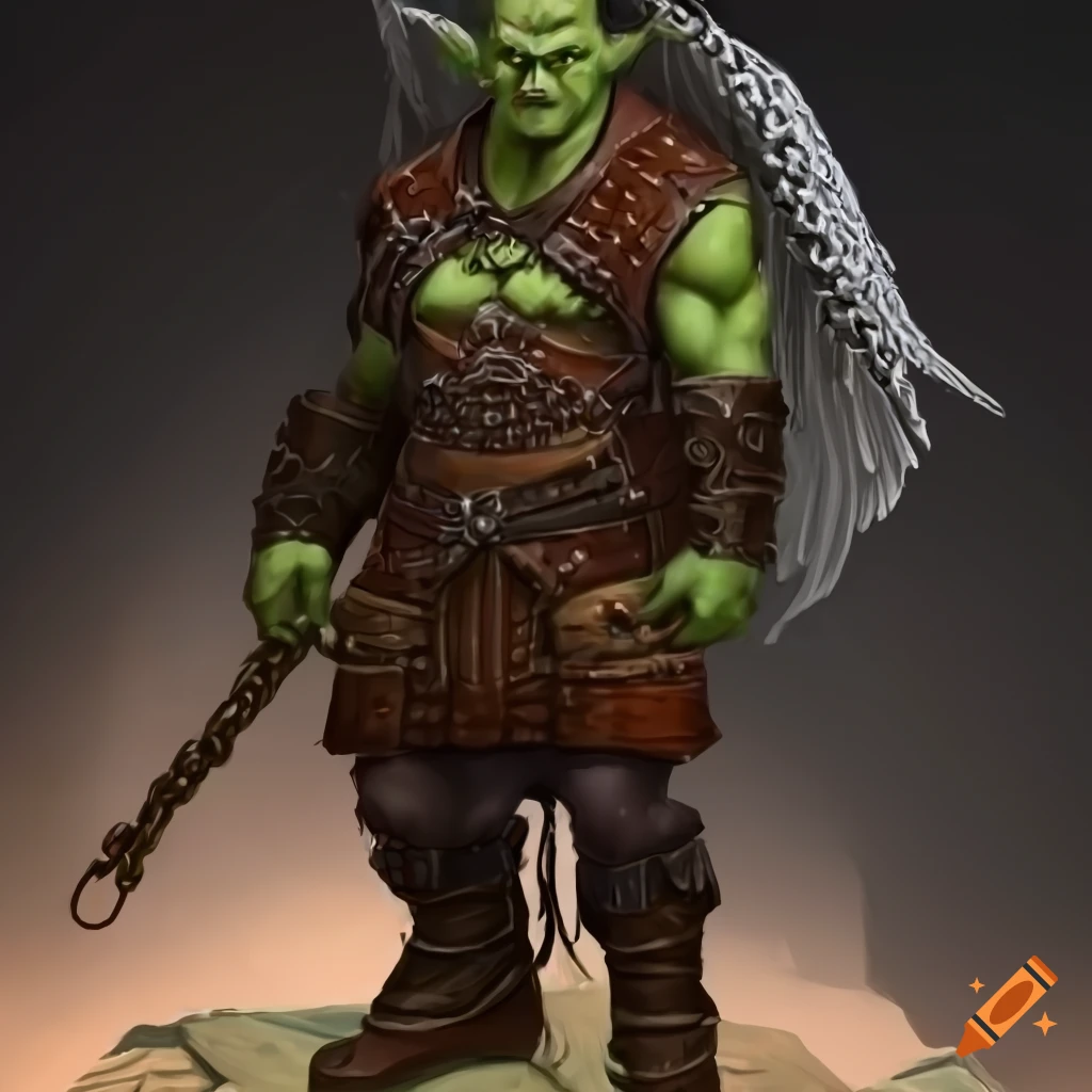 D&d miniature of a male half-orc barbarian on Craiyon