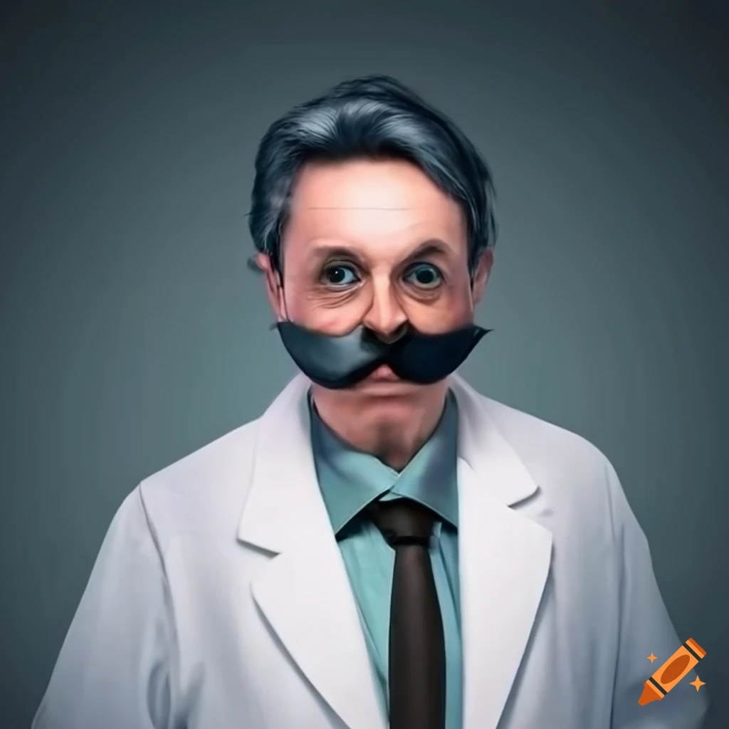 Portrait of a middleaged man in a lab coat on Craiyon