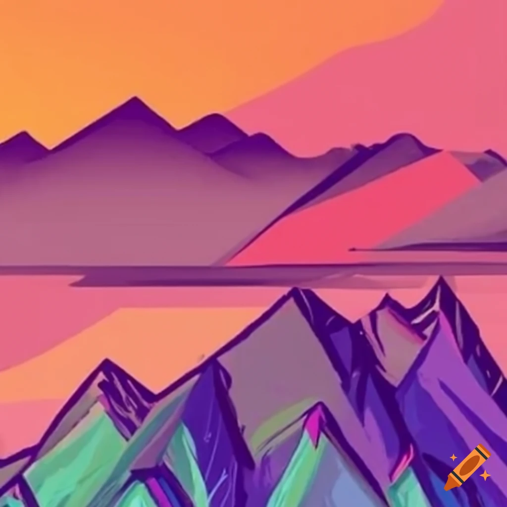 artistic drawing of mountains