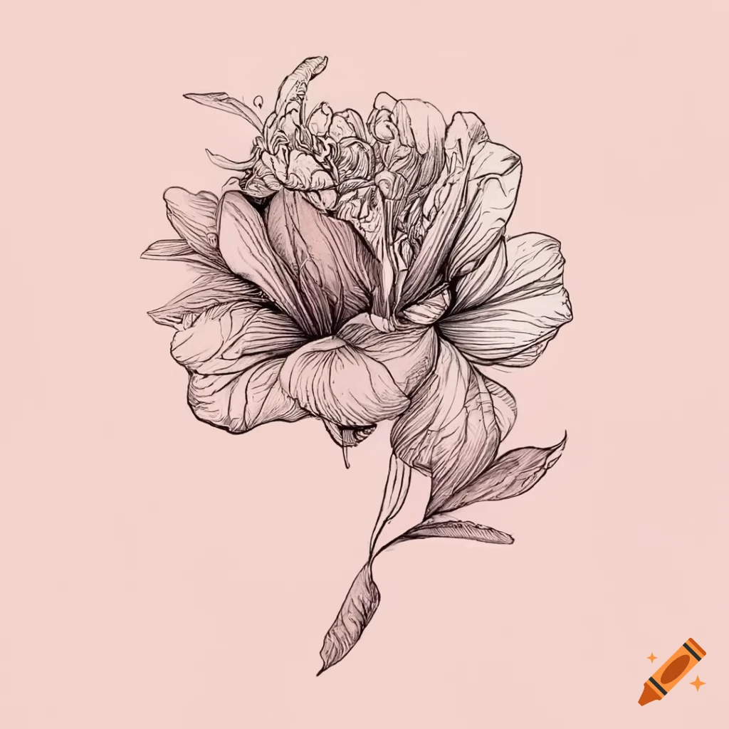 detailed lineart of a flower