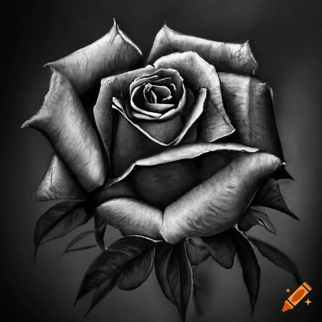 Rosa negra con petalos cayendo on Craiyon
