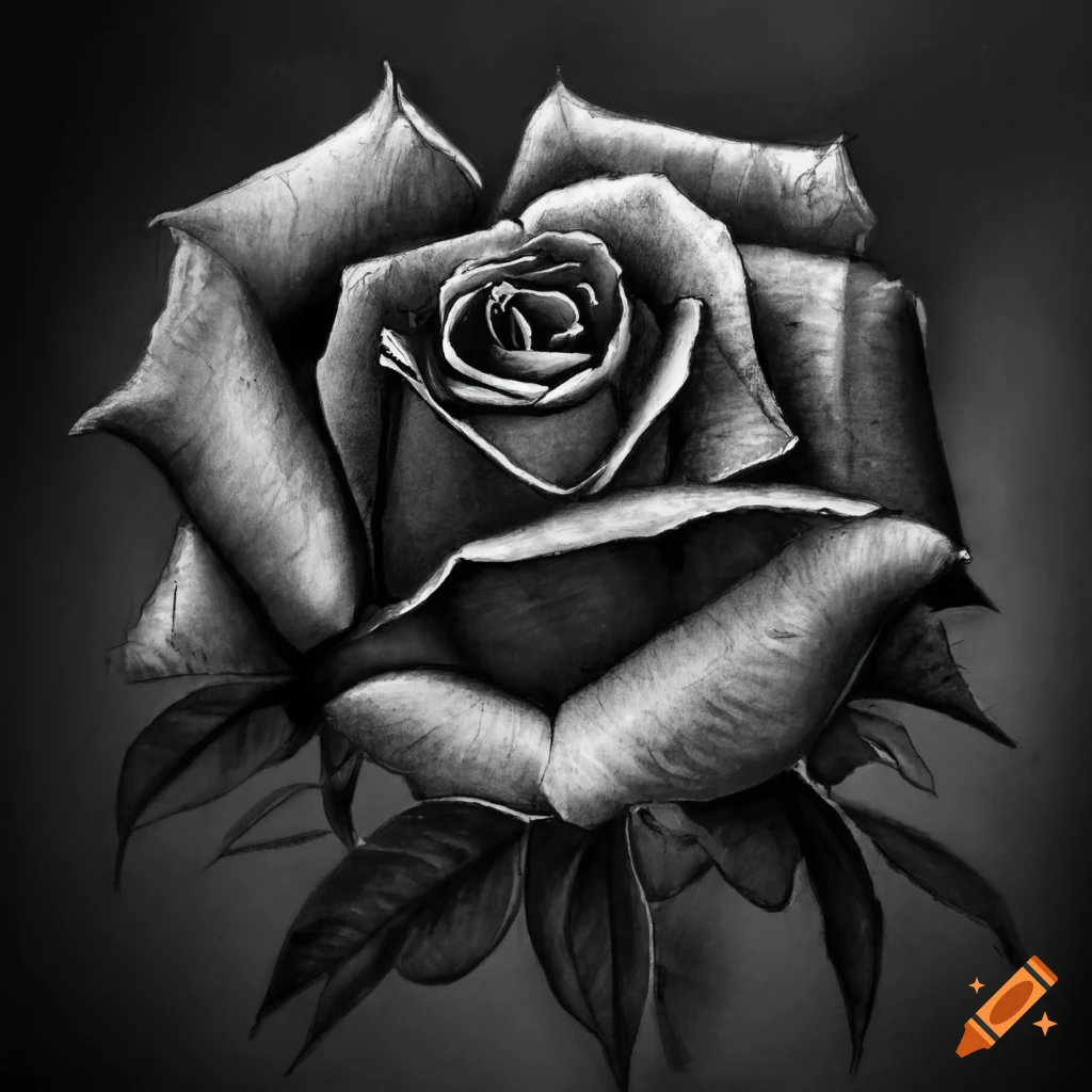 Ink Drawing Of A Black Rose On Craiyon
