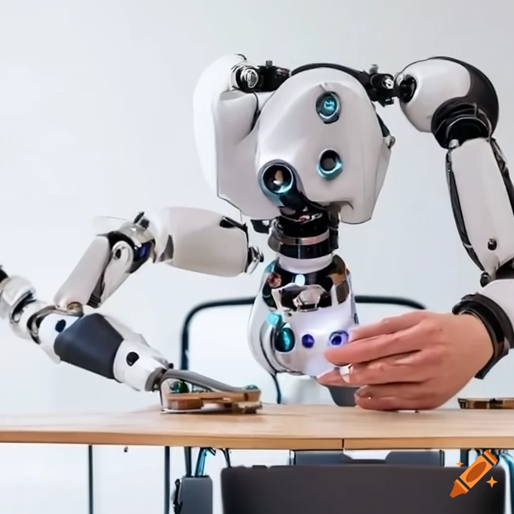 Roboter schreibt 'Regeln' an der Tafel