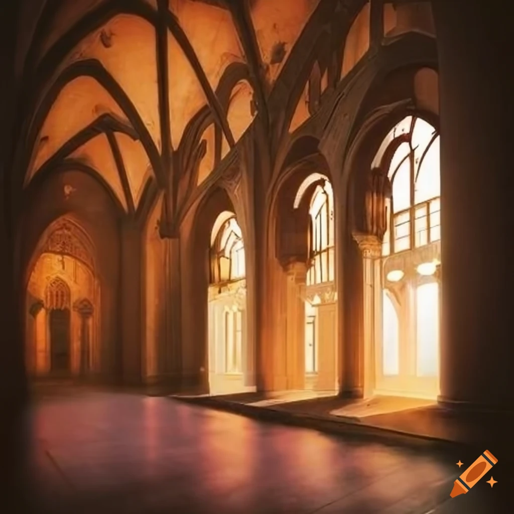 sunlit courtyard of a monastery