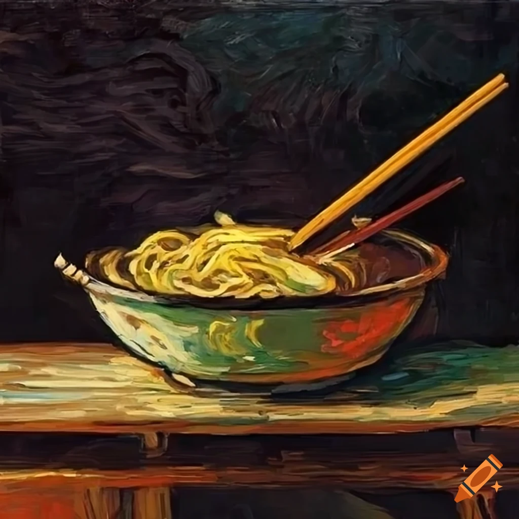 beef noodles with chopsticks in dimly lit room
