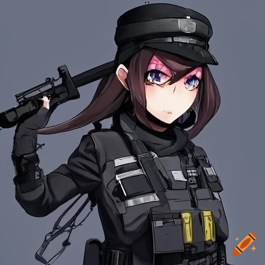 image of an anime girl dressed as a swat
