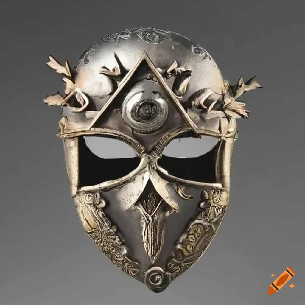 silver metal masquerade of an avenging angel