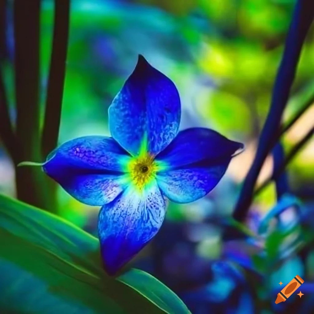 blue flowers in a tropical garden