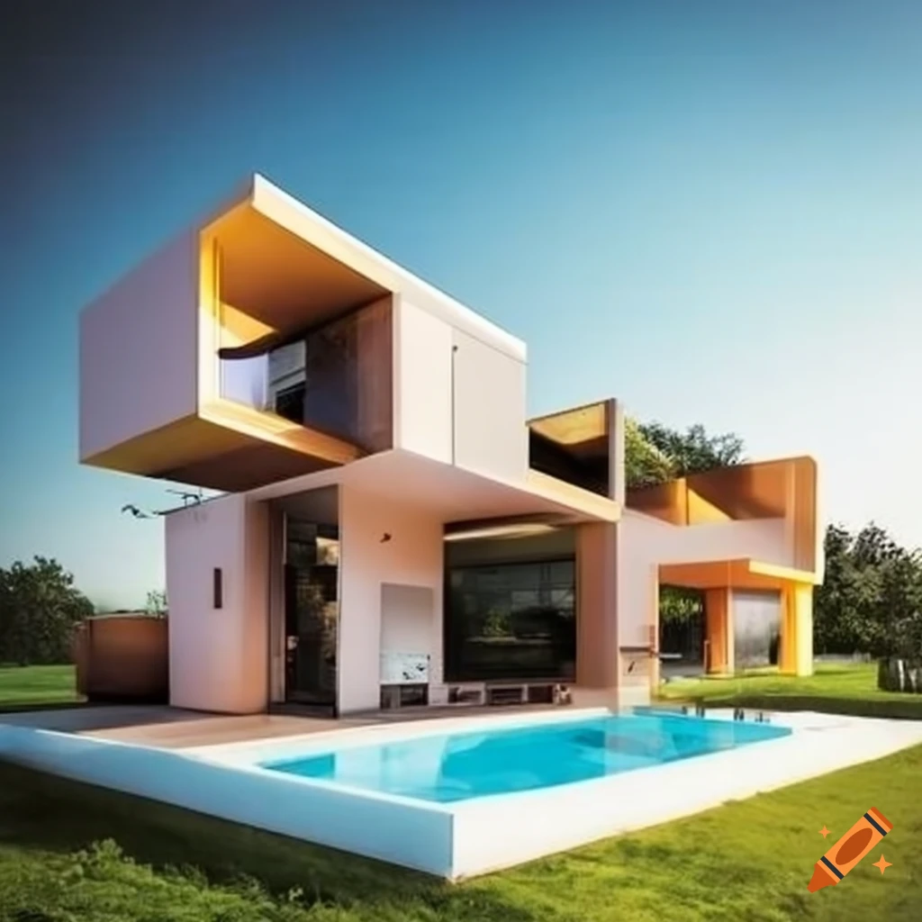 picture of a multi-storey cubist house