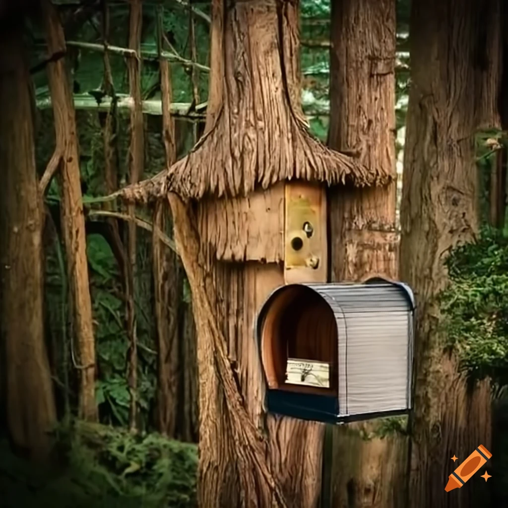 image of a treehouse with a mailbox and keyhole