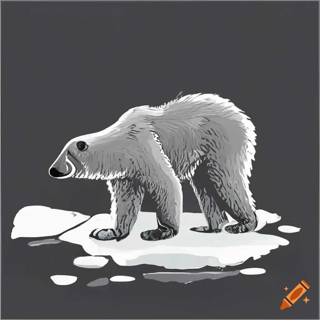 polar bear stranded on an ice floe in the ocean