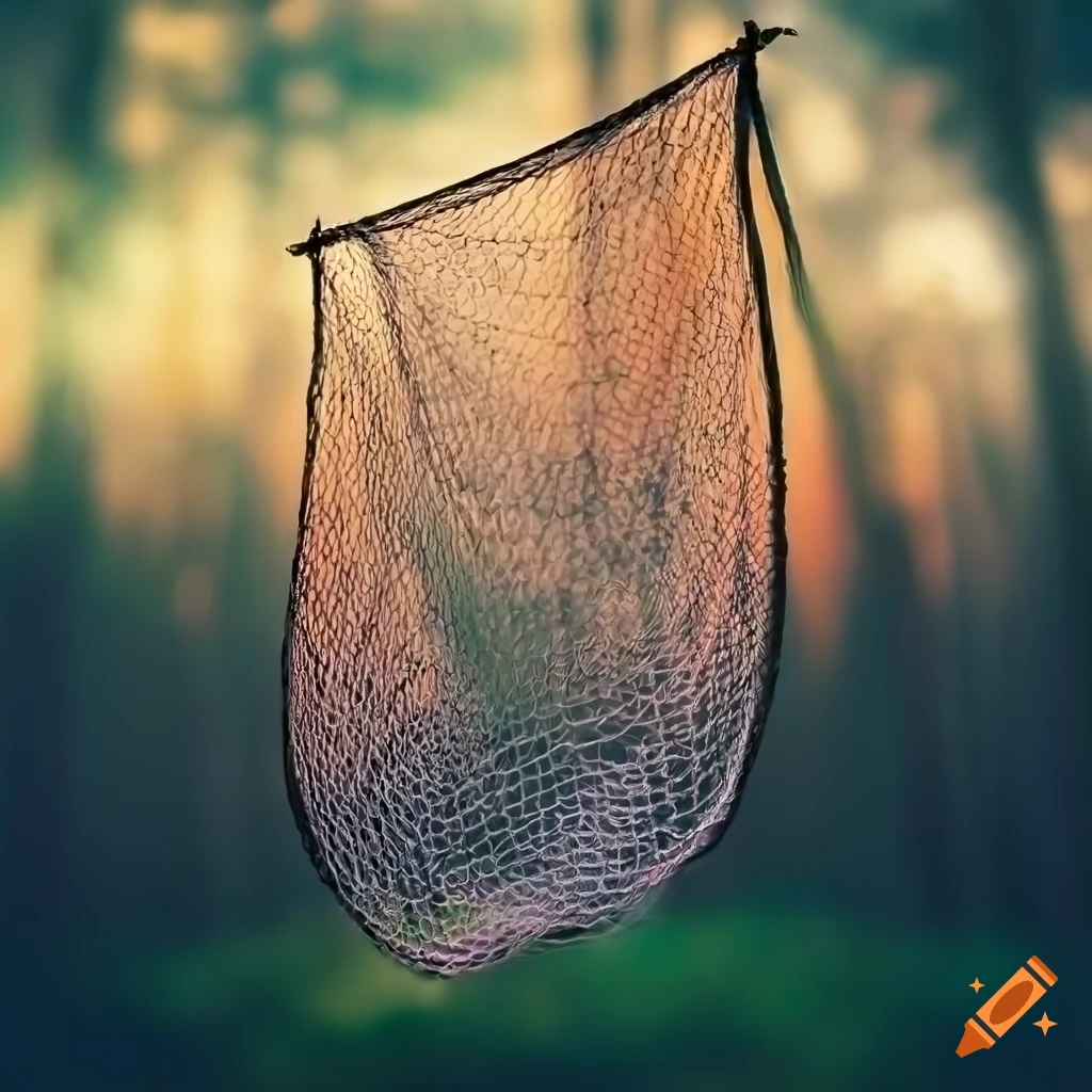 Photo of a cast net for bird-catching in a forest on Craiyon