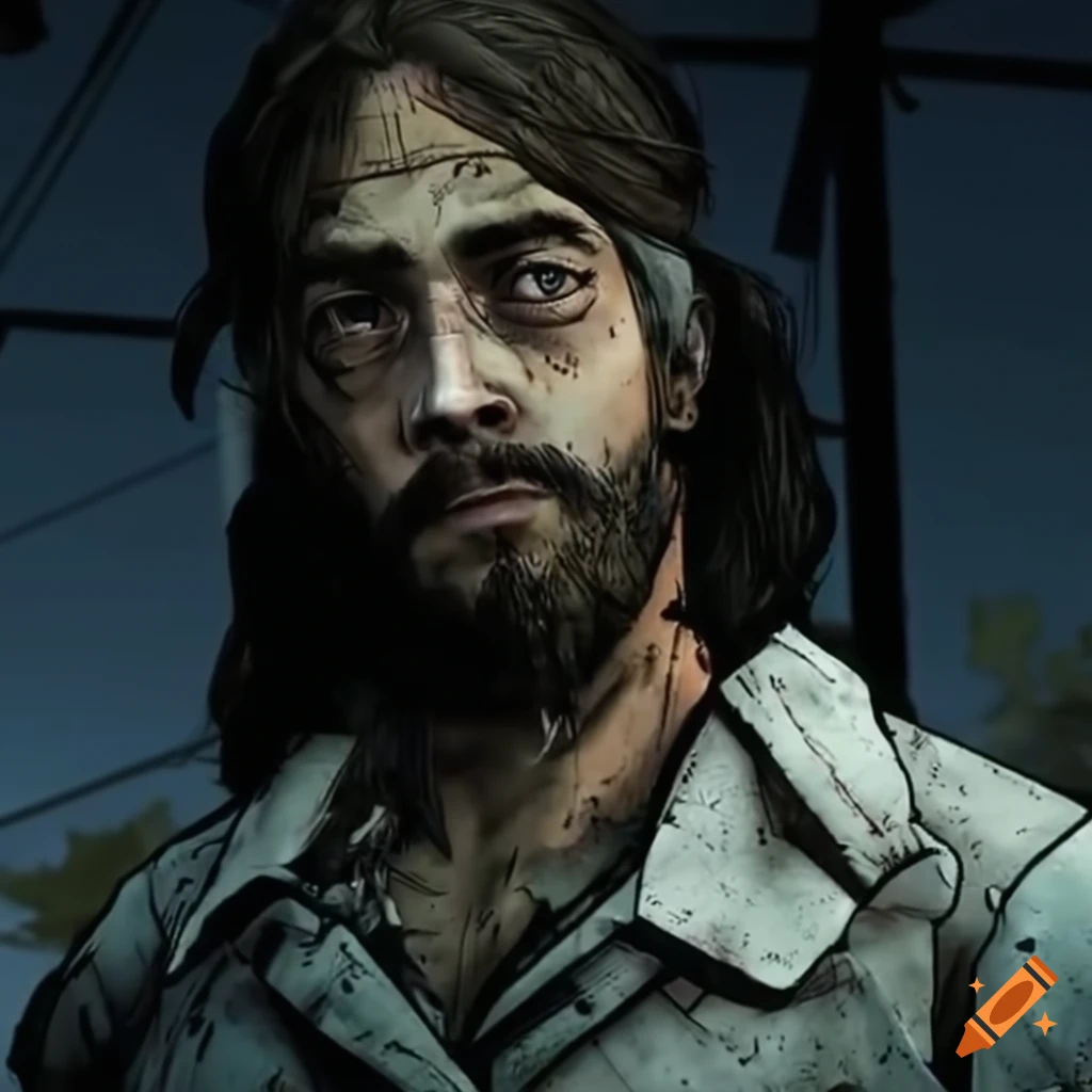 Moistcr1tikal as a survivor in the walking dead game on Craiyon